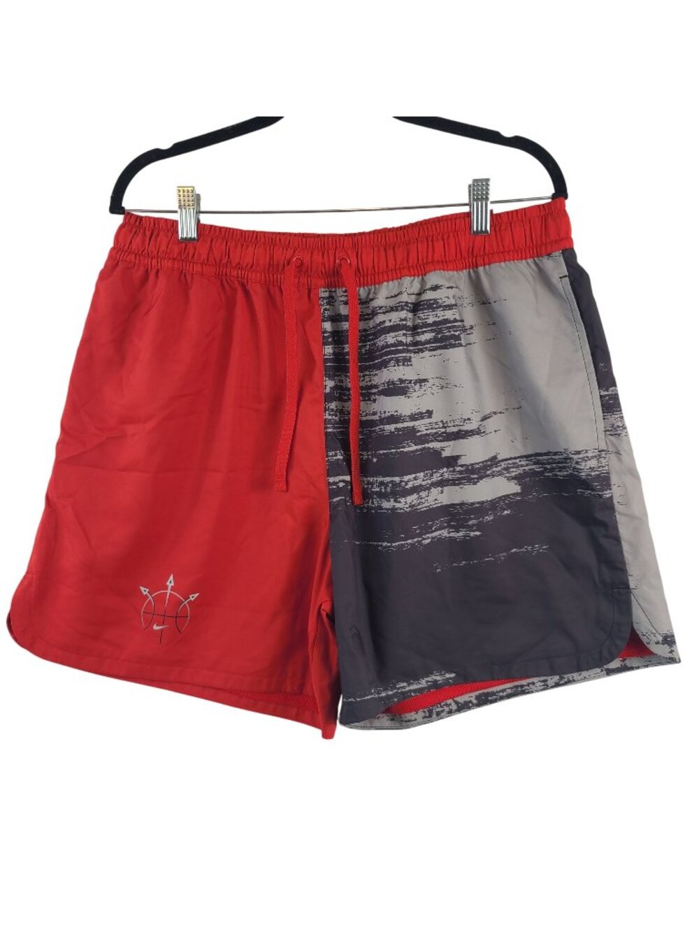 NEW Nike Red & Gray Athletic Swim Shorts Sz XL Standard Fit Above Knee Length